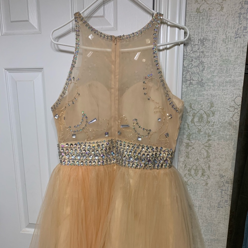 Peachy jeweled formal dress